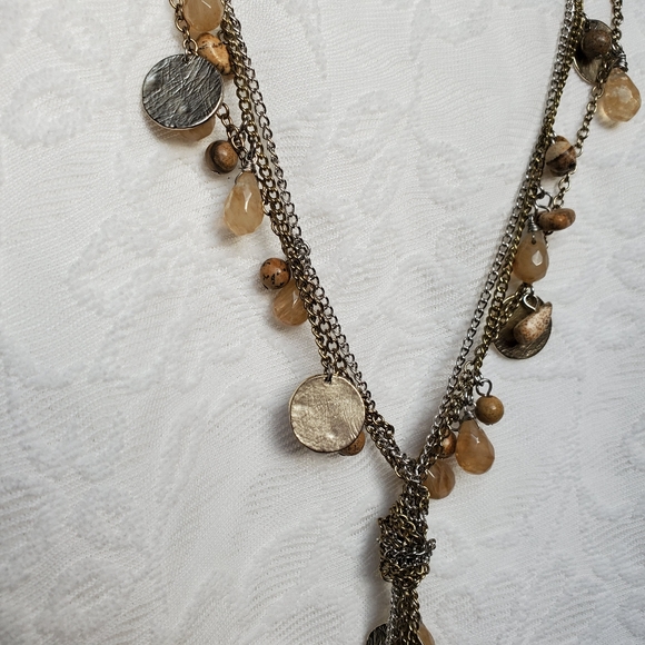 Tarnish Semi-precious Stone Layered Necklace - Picture 4 of 8